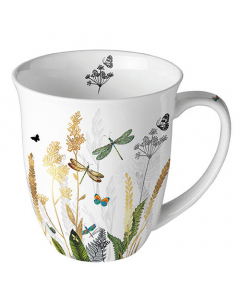 Mug 0.4 L Ornamental flowers white
